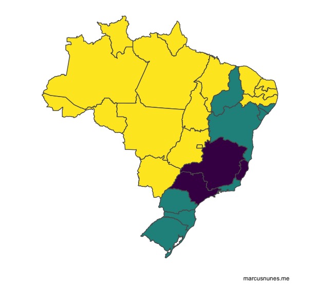 Visualização do Mapa do Brasil Dividido por Estratos Populacionais