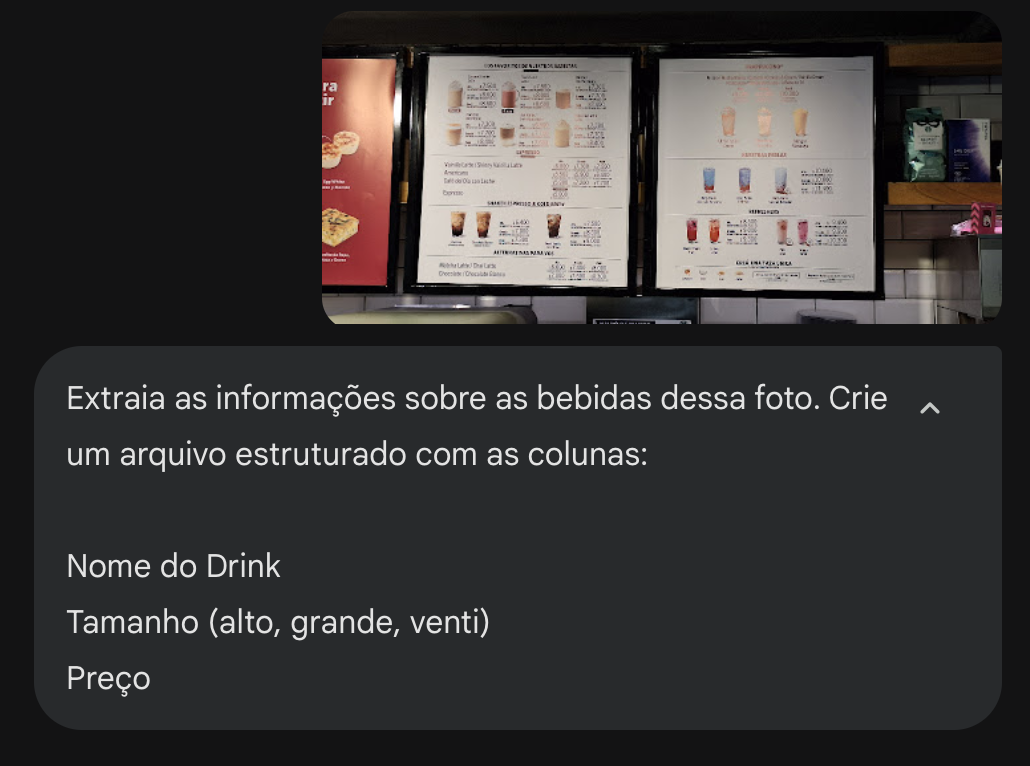 Prompt informado ao Gemini